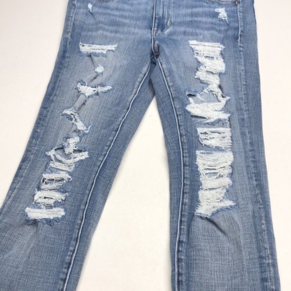 STRETCH AMERICAN EAGLE SUPER HIGH RISE DENIM JEGGINGS 2/26x28 🦅 - Picture 2 of 12